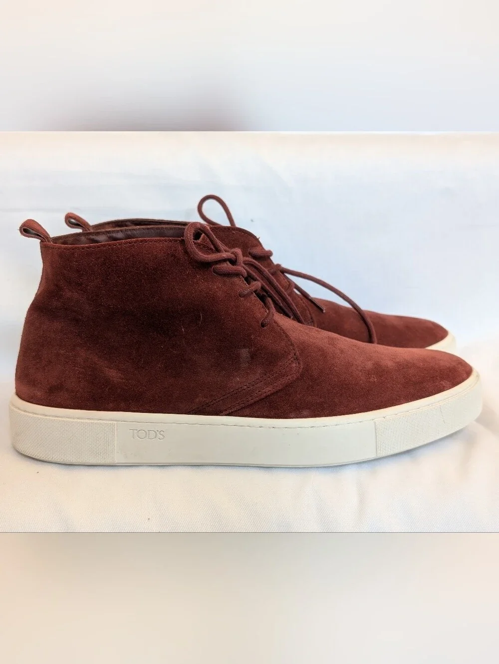 Tod’s Men’s Suede Chukka Boots Burgundy Made in Italy Size 8.5